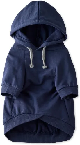 100% Organic Cotton Rocky - The Comfy Dog Hoodie Pet Coat for Small, Medium and Large Dogs, Navy, Medium