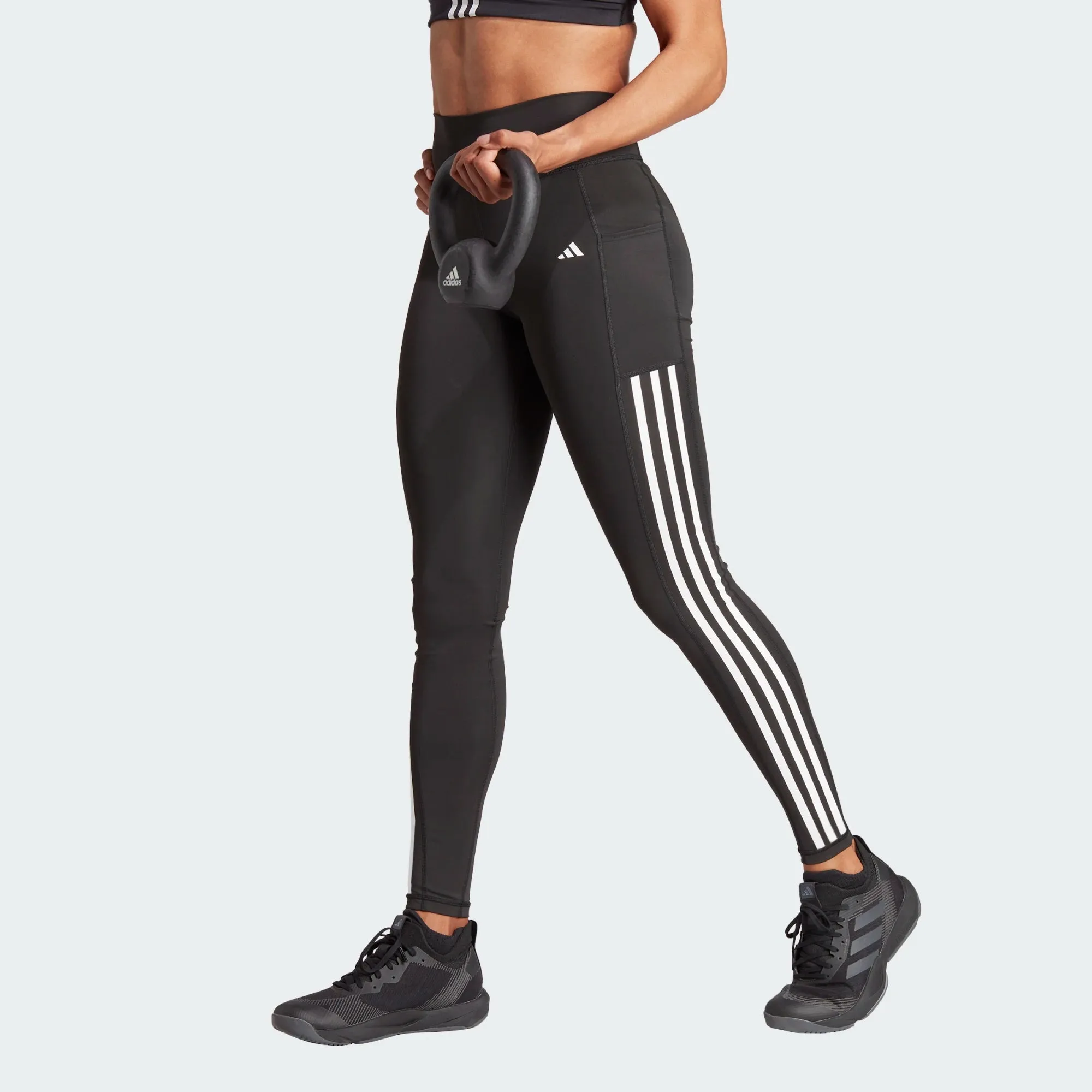 adidas Optime 3-Stripes Full-Length Leggings - Black