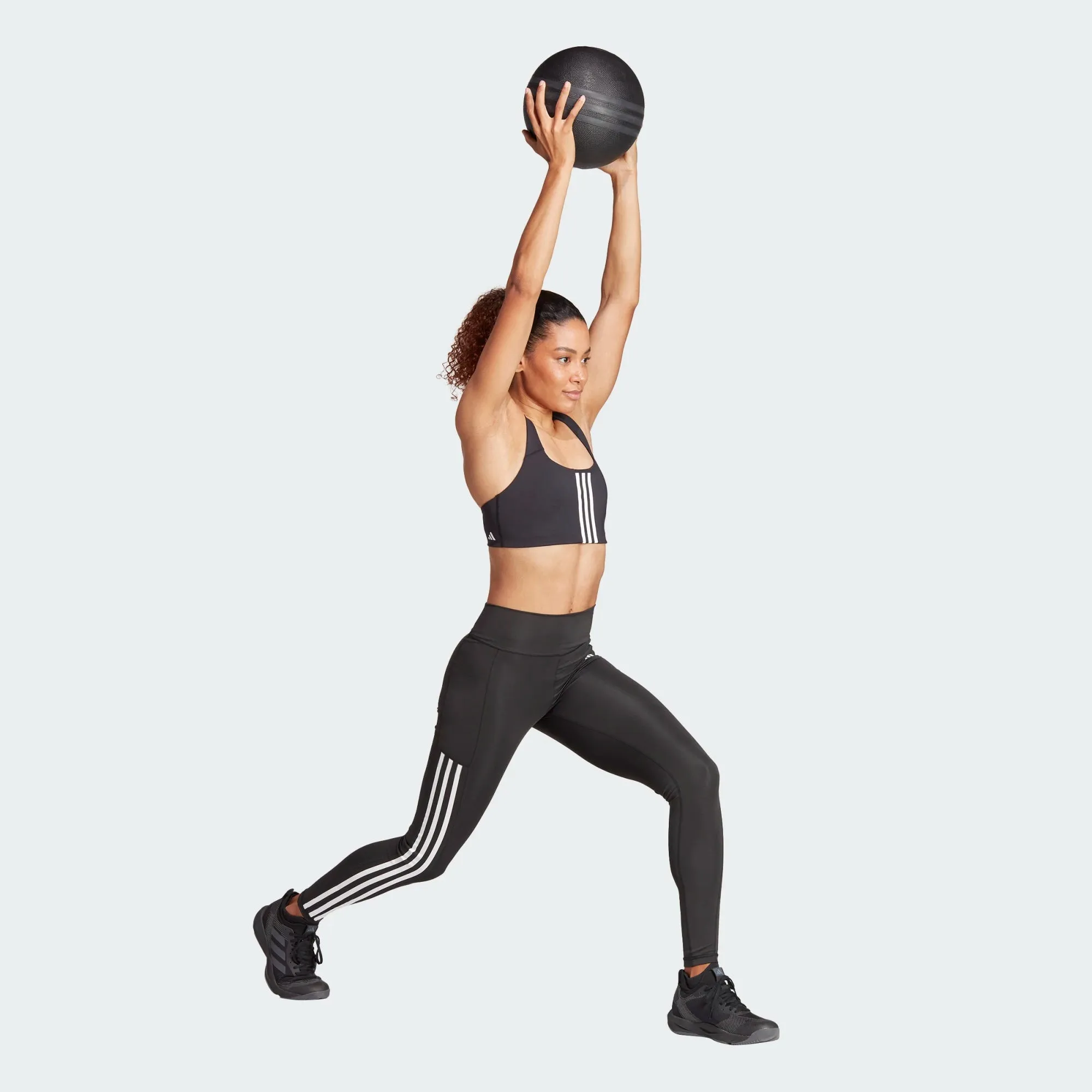 adidas Optime 3-Stripes Full-Length Leggings - Black