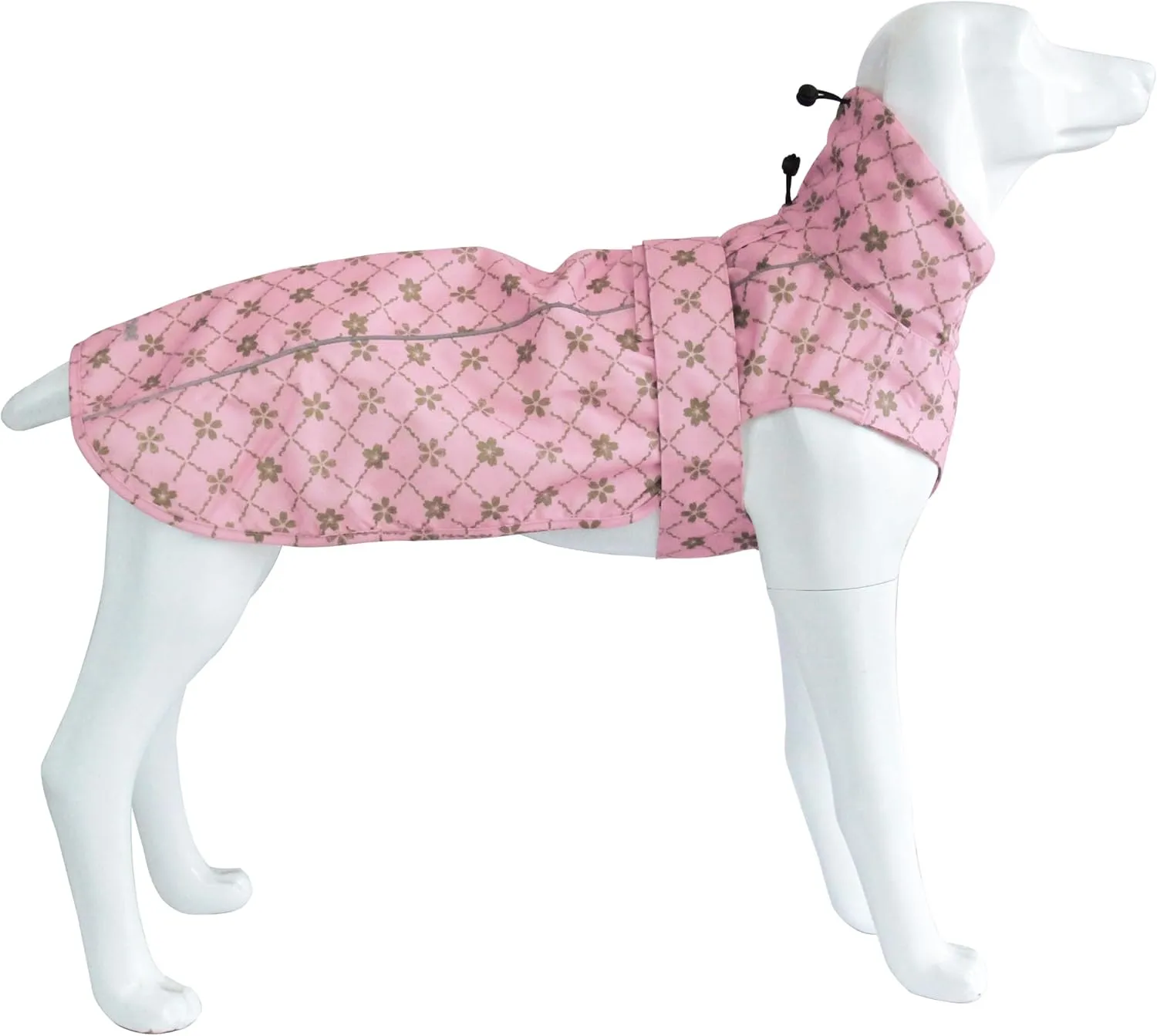 Adjustable Waterproof Dog Raincoat for Dogs,Lightweight Pet Rain Jacket Puppy Clothes with Reflective Strip for Small Medium Large Dogs(X-Large,Gold Cheery Blossoms Pink)