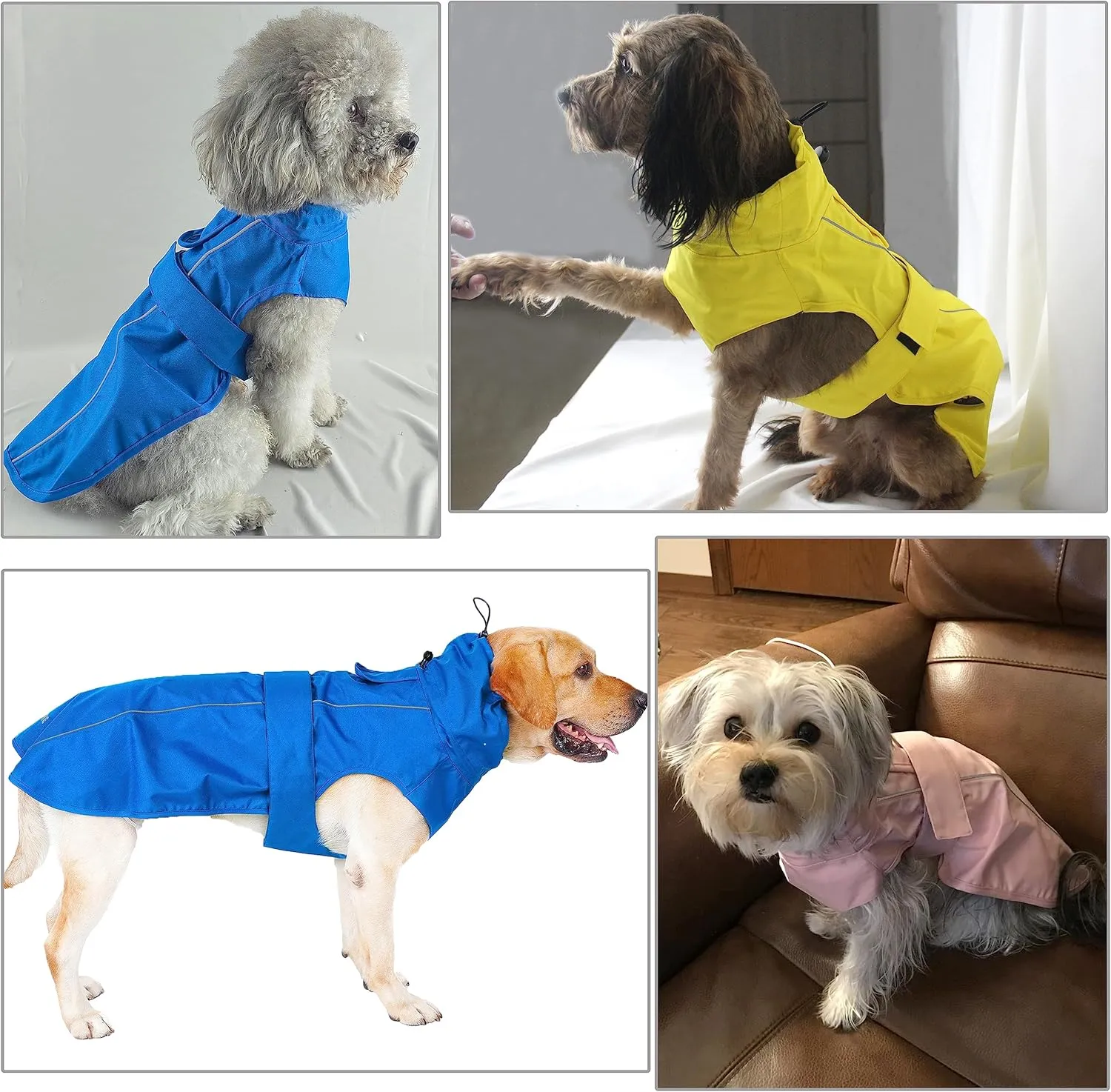 Adjustable Waterproof Dog Raincoat for Dogs,Lightweight Pet Rain Jacket Puppy Clothes with Reflective Strip for Small Medium Large Dogs(X-Large,Gold Cheery Blossoms Pink)