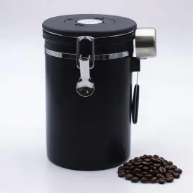 Airtight Coffee Canister 22oz,1800ML  Stainless Steel Container with Scoop & Date Tracker, Black  For Coffee Beans, Tea, Sugar, Flour, Cereal  Pantry & Coffee Bar AccessoriesKitchen Food Storage
