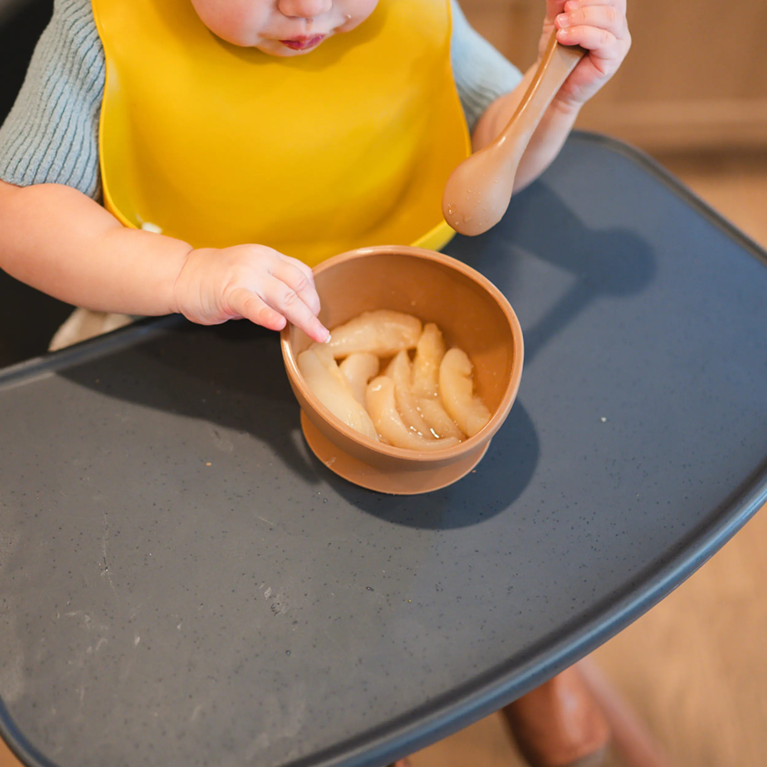 Babeehive Goods Charcoal Suction Bowl and Spoon Set