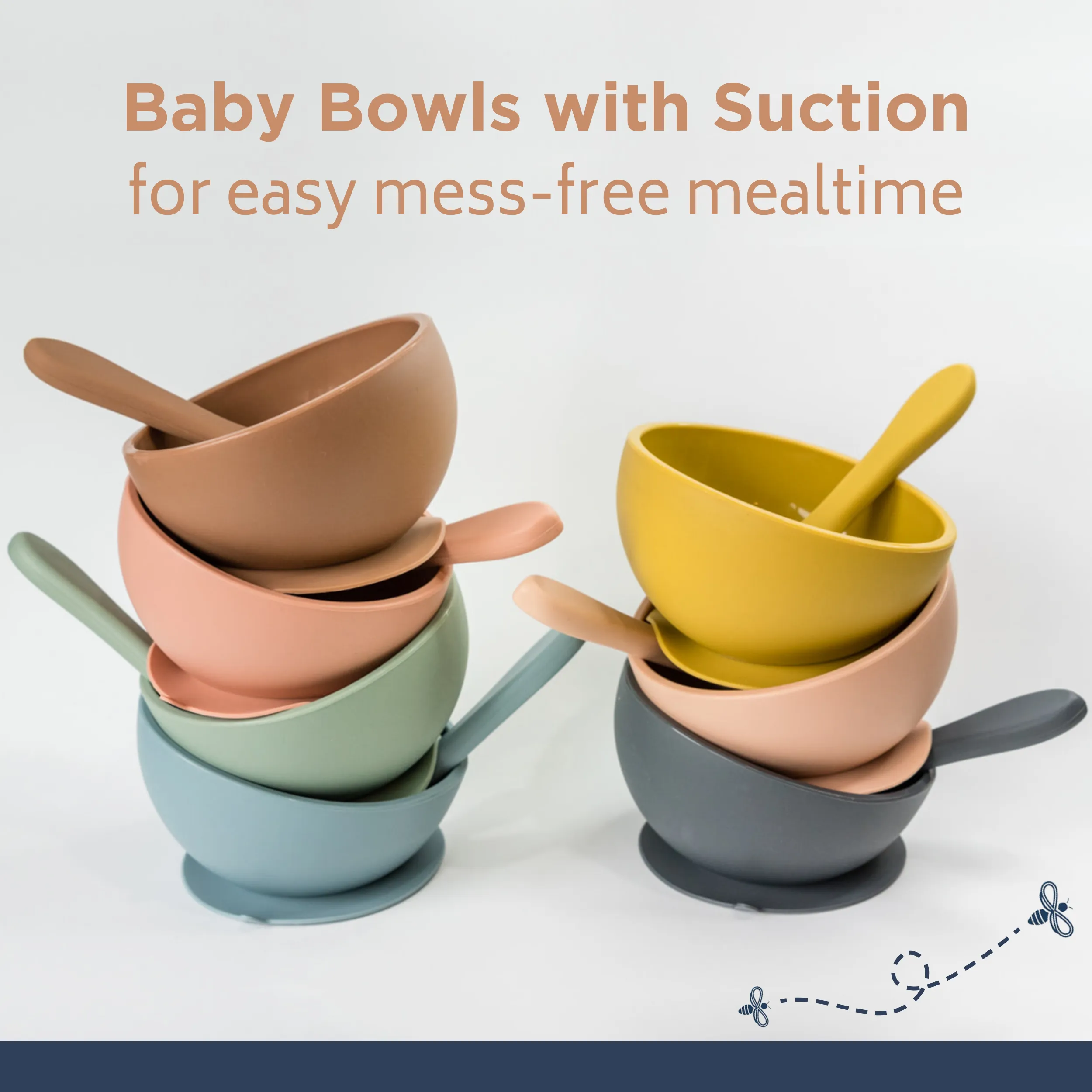Babeehive Goods Charcoal Suction Bowl and Spoon Set