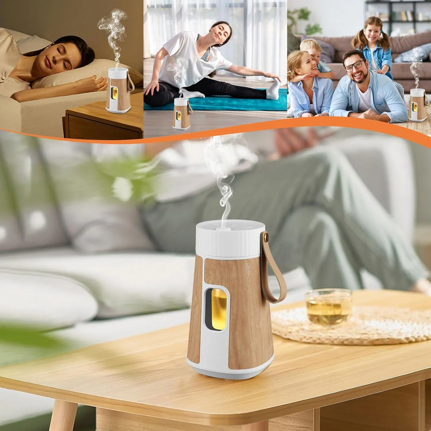 Battery Powered Diffuser, Anti Oil Leakage Designed Cordless Diffuser for Essential Oils 1/2/3H Timers Modes & 3 Mist Level,for Bedroom,Living Room,Office,Car Waterless Essential Oil DiffuserWhite