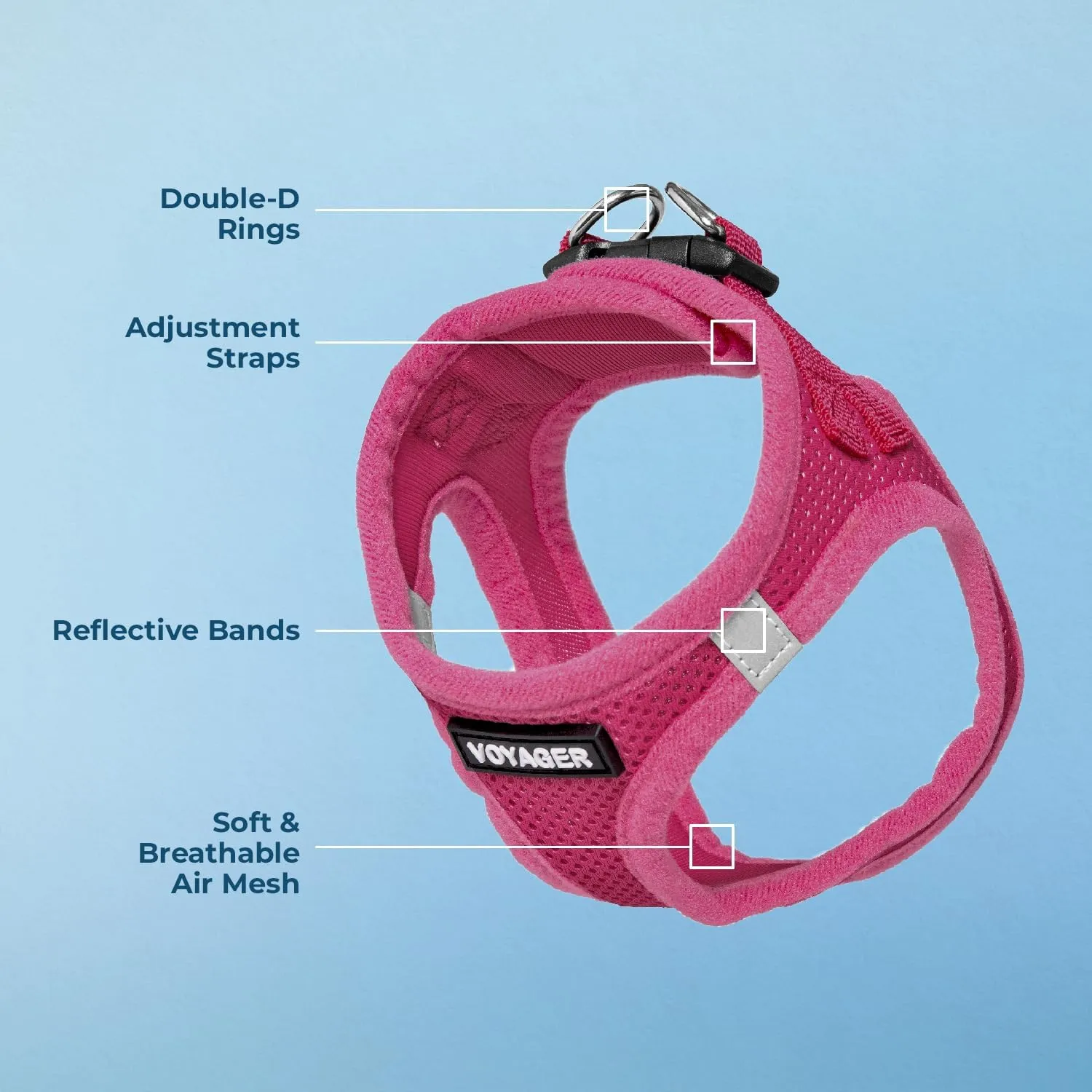 Best Pet Supplies Voyager Step-in Air Dog Harness - All Weather Mesh, Reflective, No Pull Harness for Small, Medium Dogs, Cats - Secure with Hook & Loop Fastener, Buckle, Double D-Rings - Fuchsia, S