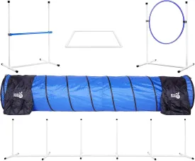 Better Sporting Dogs Complete Starter Agility Set for Dogs | 5 Piece Dog Agility Kit | Agility Jump | Tire Jump | Weave Poles | 10 Tunnel with Sandbags | Pause Box
