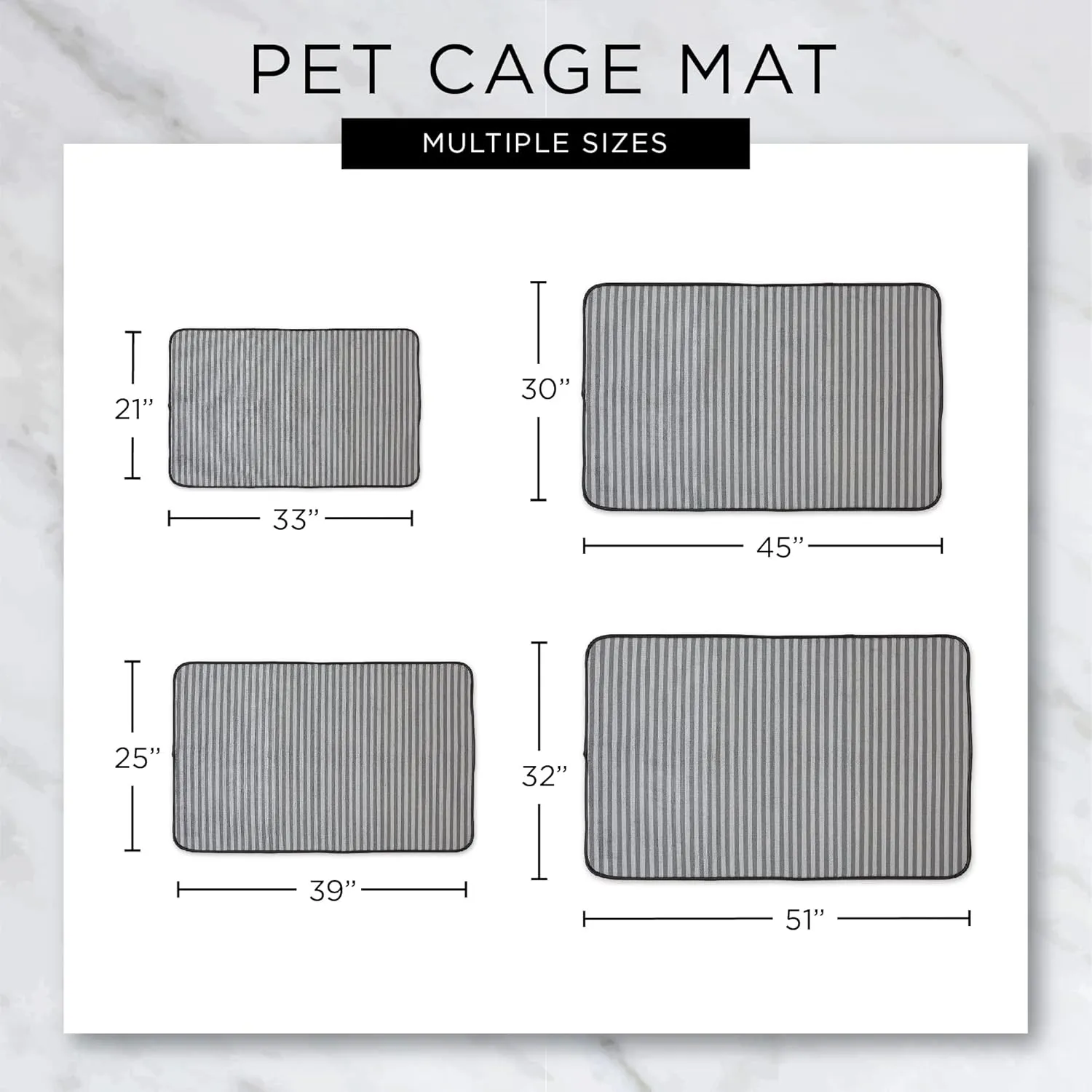 Bone Dry Striped Pet Cage Mat, XX-Large - 30 x 45, Gray