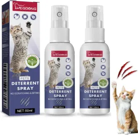 Cat Deterrent Spray Natural Anti Scratch & Anti Nibble Formula Safe for Indoor Outdoor Use Protects Furniture Plants Fabrics Botanical Formula Effective Against Scratching Nibbling 2PCS 50ML