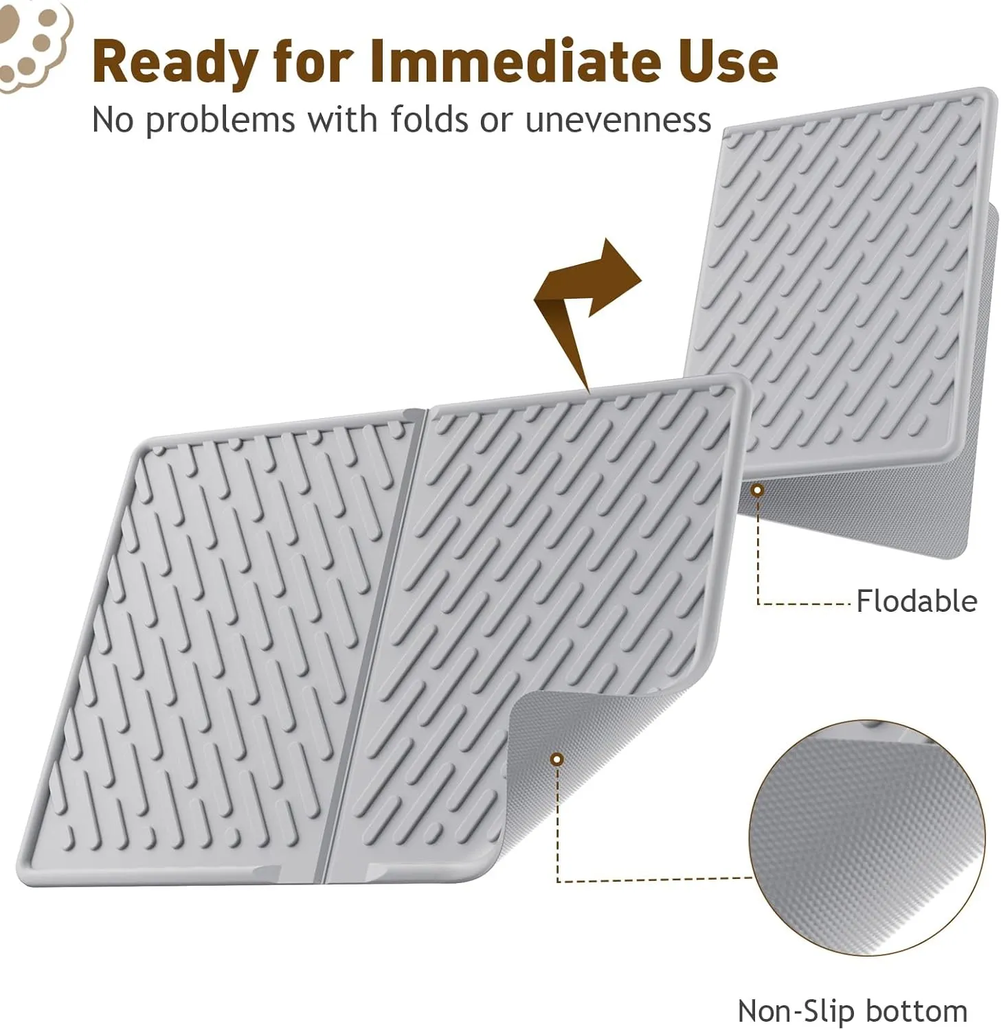Cat Litter Mat with Grooves & Raised Edge,Urineproof/Waterproof,Litter Scattering Control,Easy to Clean (24 * 17in-Grey-1)