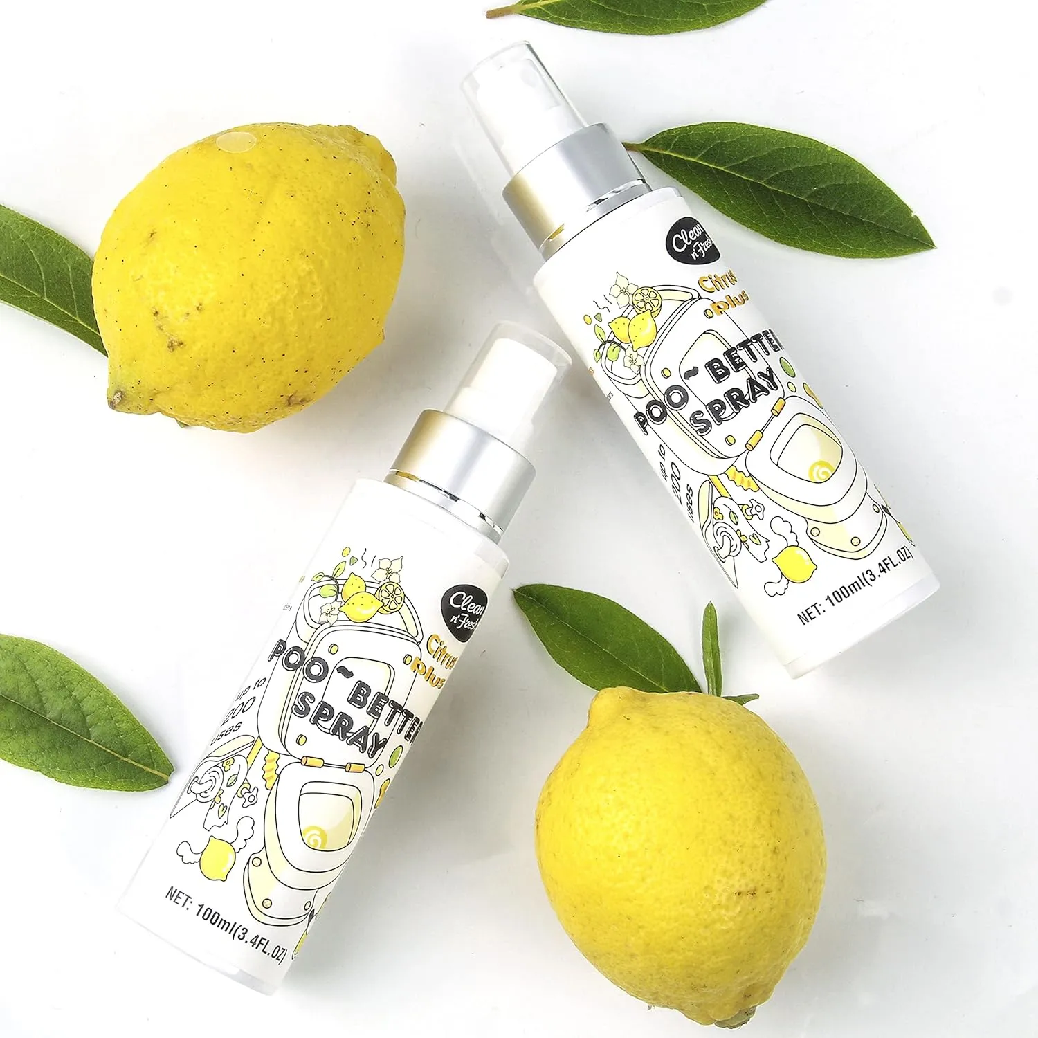 Clean-n-Fresh Toilet Spray, 6.8 Fl.oz Poo Spray | Up to 400  Uses, 100% Natural Plant Essential Oil Citrus Scent, Bathroom Deodorizer