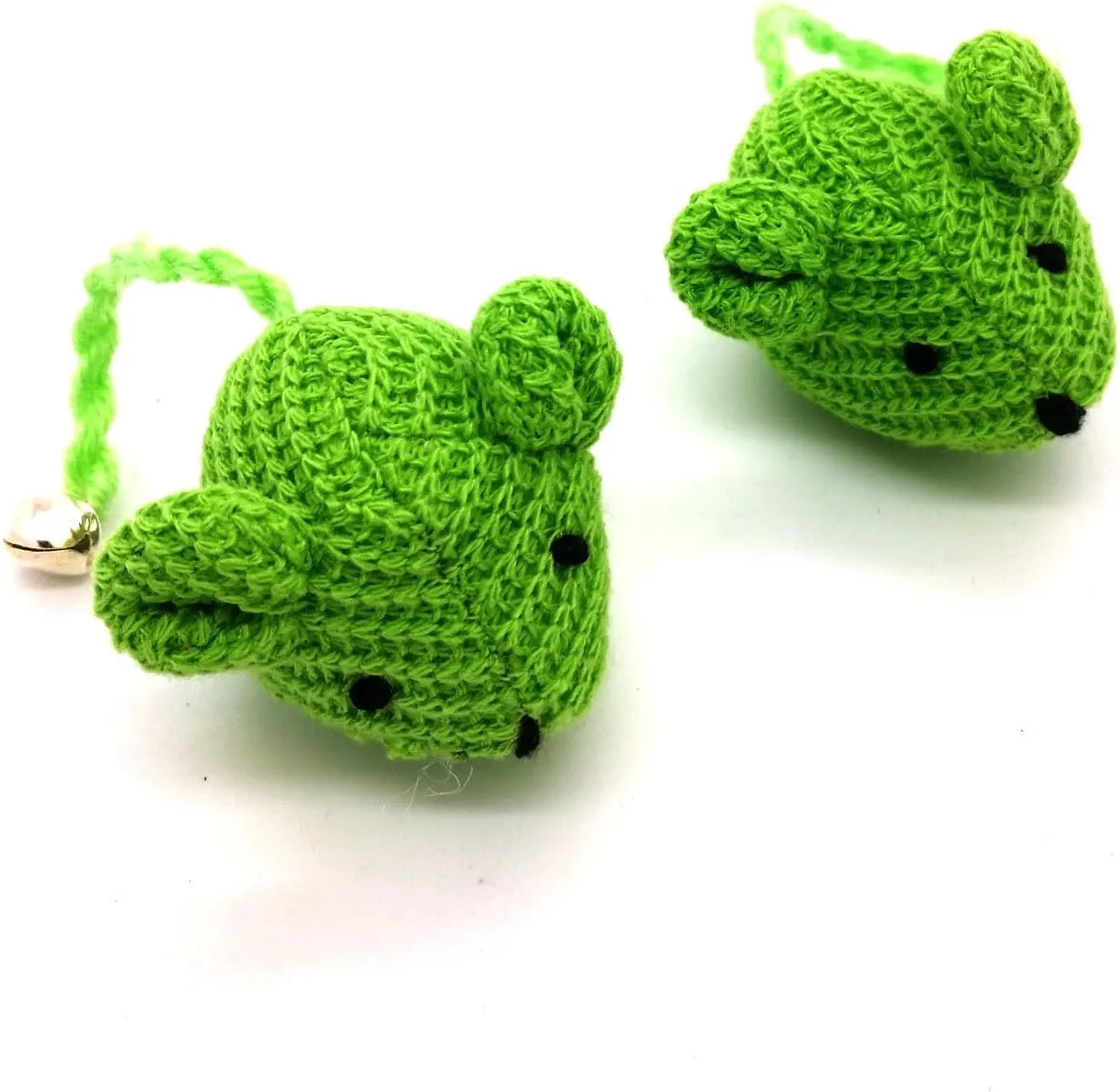 Crochet Mouse Cat Toy - 2 Pk Green Color