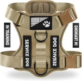 Demigreat Service Dog Harness, Reflective Dog Vest Harness with 5 PCS Patches, Adjustable Soft Oxford Pet Harness, Inner Layer Mesh, Easy to Control for Small Medium Large Dogs