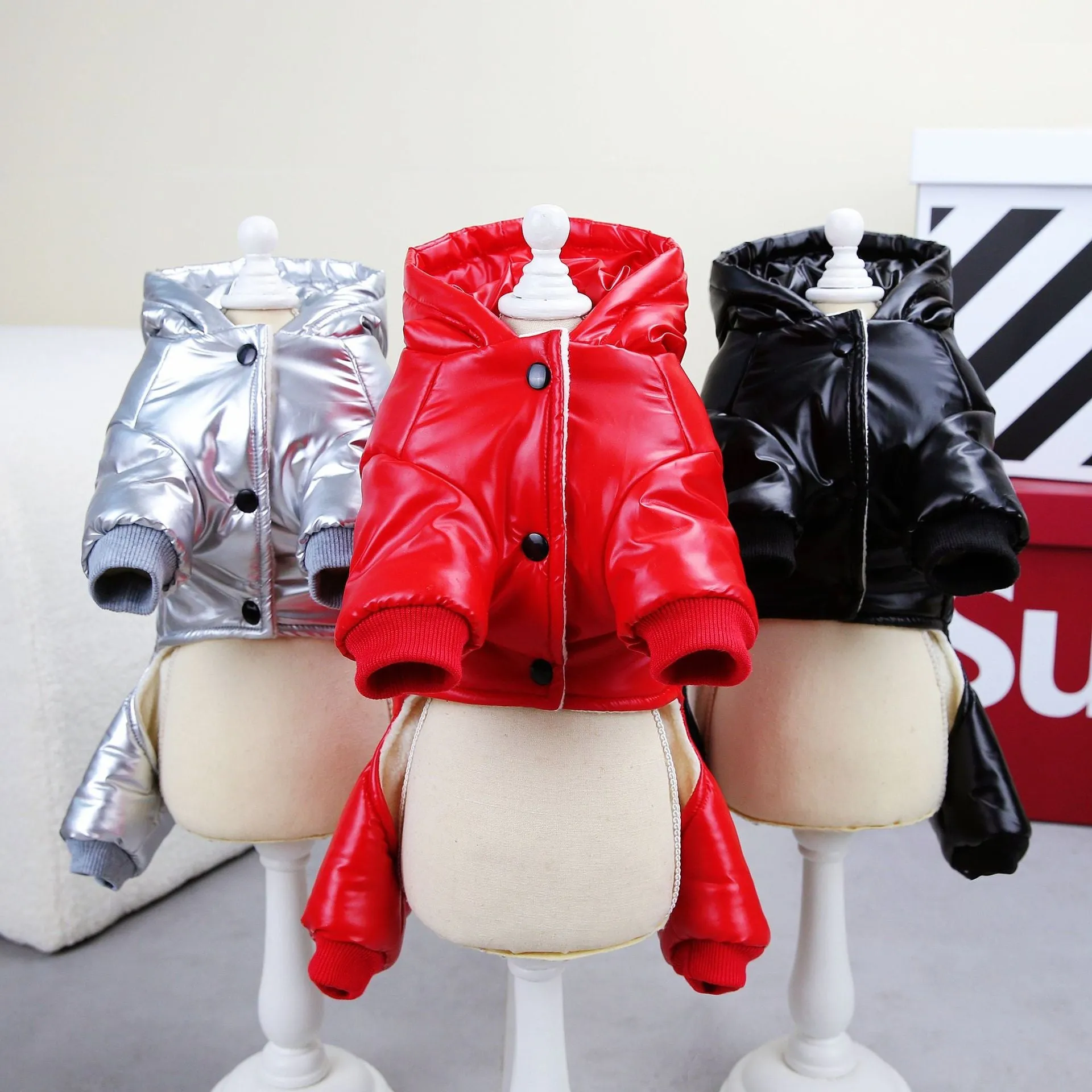 Dog Coat Windproof Jacket 4 Legs Warm Dog Jumpsuit