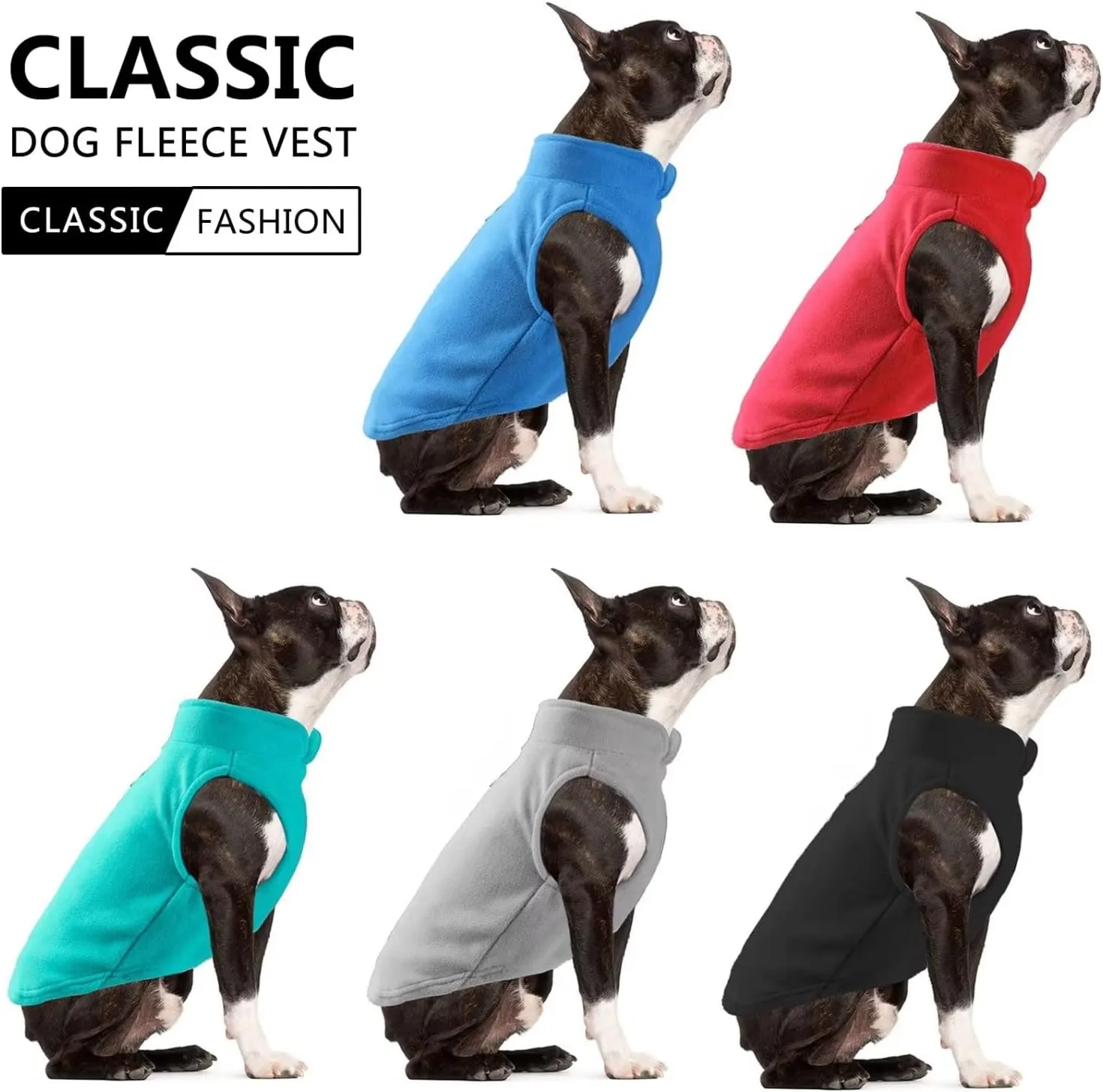 Dog Fleece Vest Jacket Pet Dogs Clothes Warm for Small Dogs Aqua XL