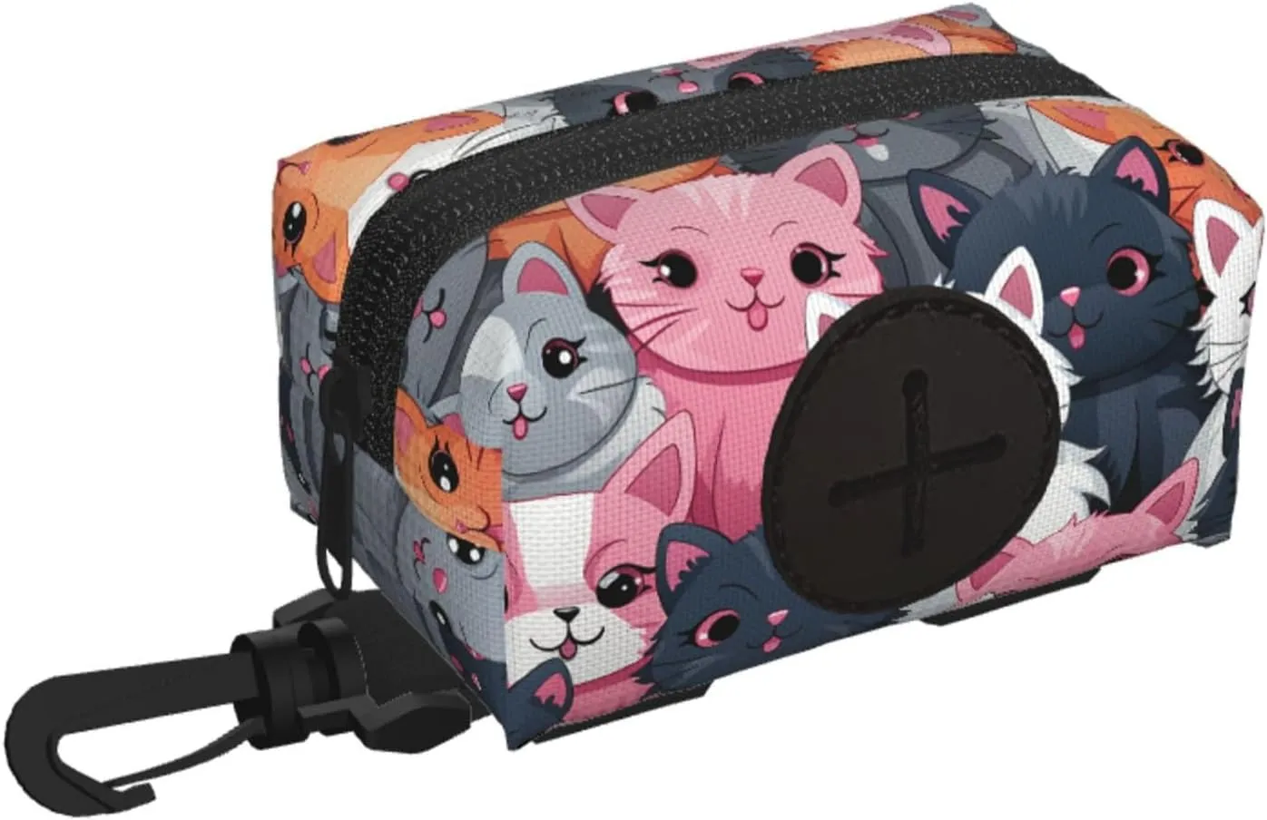 Dog Poop Bag Holder For Leash, Lightweight Dispenser For Pet Waste Bags Cute Kittens Puppy Potty Carrier Small Doggy Zipper Pouch With Carabiner Clip