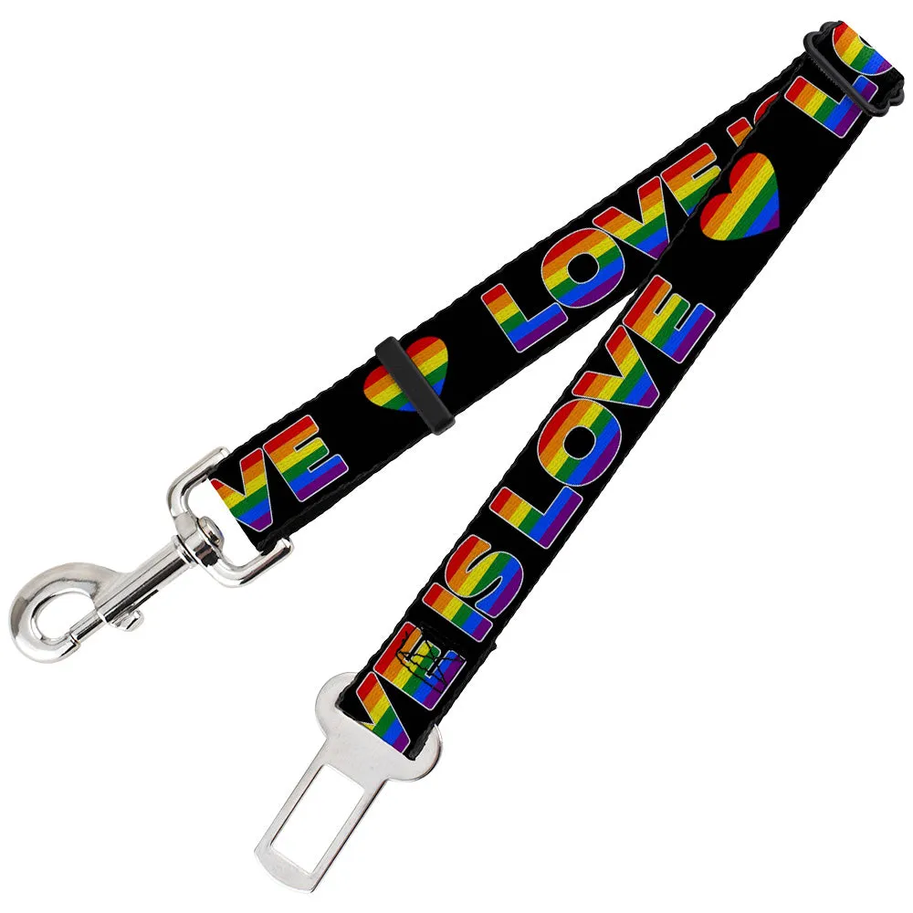 Dog Safety Seatbelt for Cars - LOVE IS LOVE/Heart Black/Rainbow