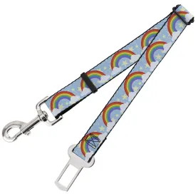 Dog Safety Seatbelt for Cars - Rainbows & Stars Light Blue/Yellow/Rainbow