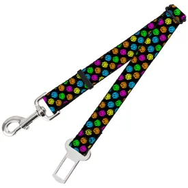 Dog Safety Seatbelt for Cars - Smiley Faces Melted Mini Repeat Angle Black/Multi Neon