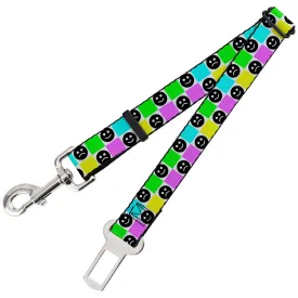 Dog Safety Seatbelt for Cars - Smiley Sad Face Checker Multi Color/White