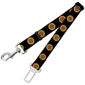 Dog Safety Seatbelt for Cars - Sunflower Face Repeat Black