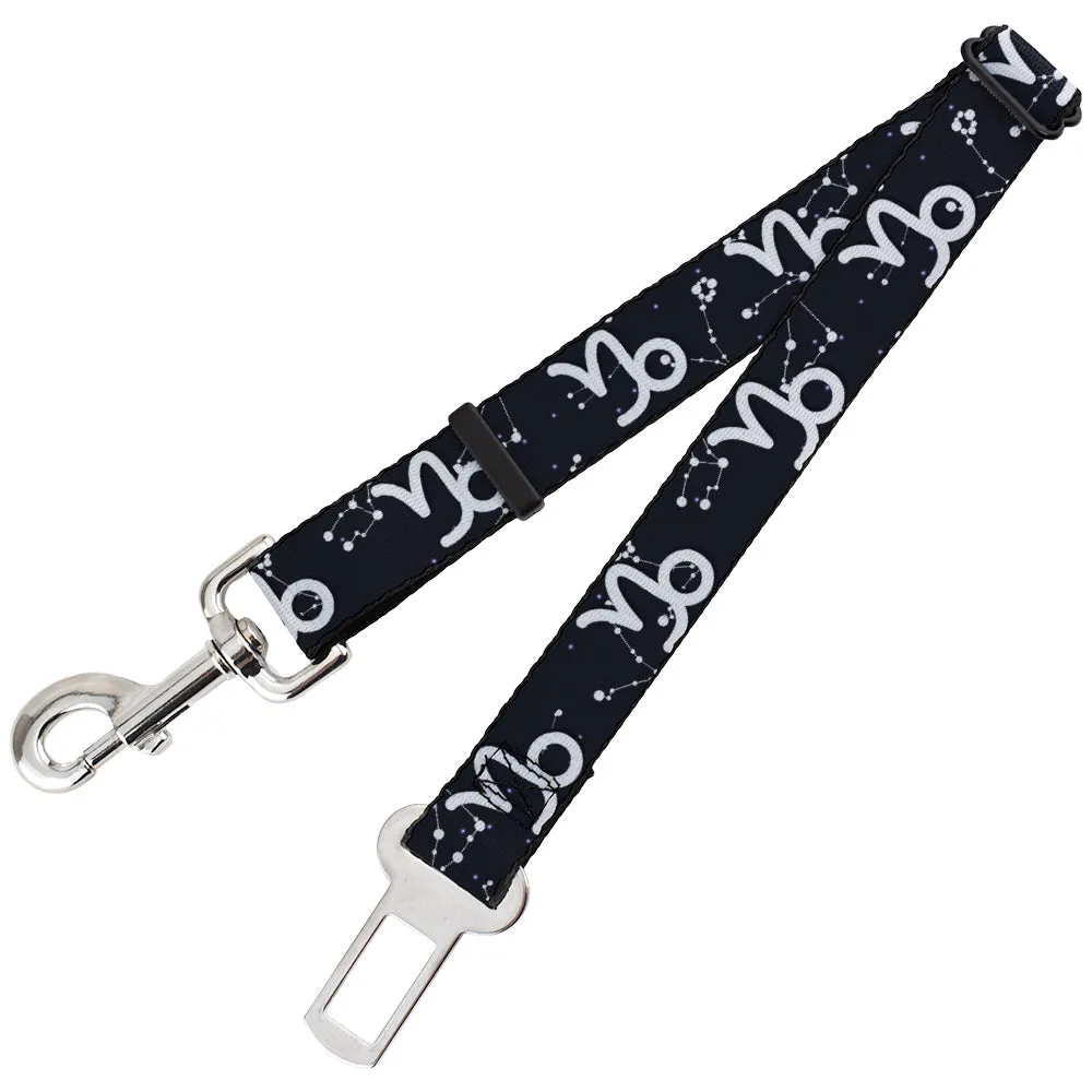 Dog Safety Seatbelt for Cars - Zodiac Capricorn Symbol/Constellations Black/White