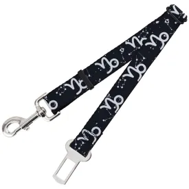 Dog Safety Seatbelt for Cars - Zodiac Capricorn Symbol/Constellations Black/White