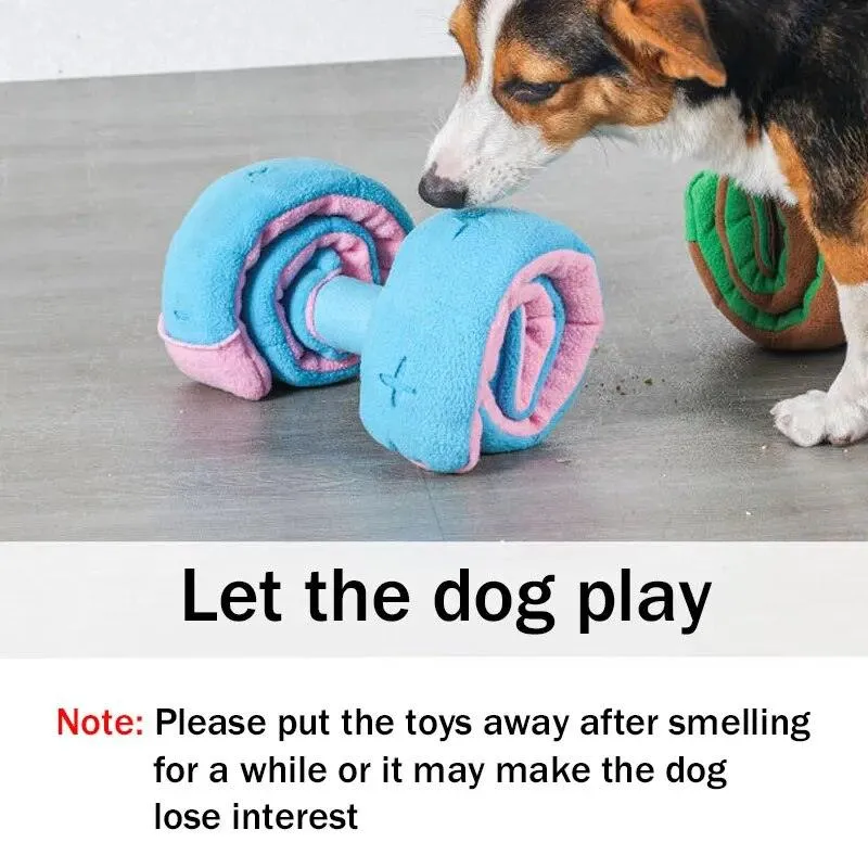 Dog Sniffing Dumbbell Squeak Chew Toys Pets Foraging Training