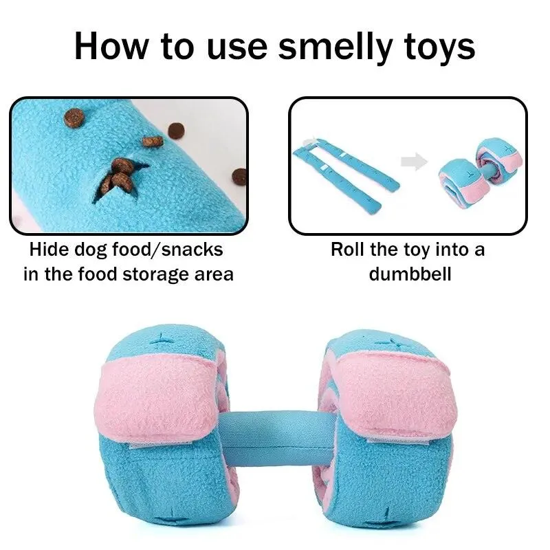 Dog Sniffing Dumbbell Squeak Chew Toys Pets Foraging Training