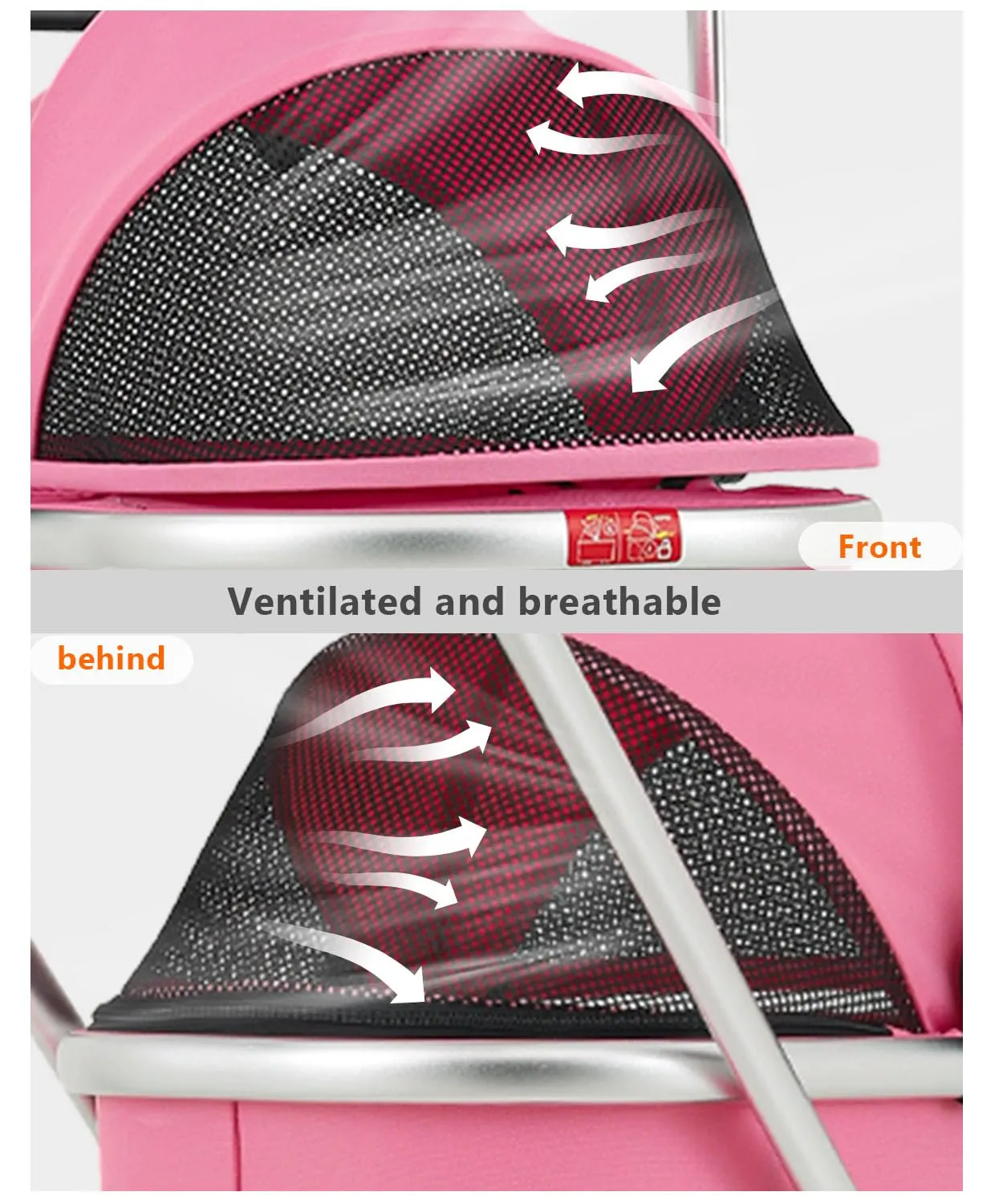 Dog Stroller for Small/Medium Pets,Travel Folding Carrier 4 Wheels for Dog Cat Cage Jogger Stroller,Rear Wheel Breaks,Storage Basket,Visible Mesh with Weather Cover (Pink, Model-2)