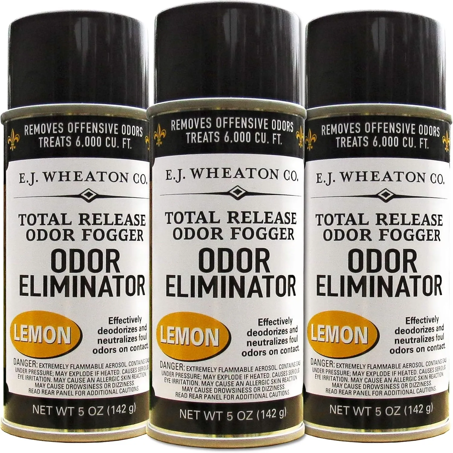 E.J. Wheaton - Odor Eliminator, Total Release Odor Fogger, 3 Pack, Effectively Deodorizes and Neutralizes Foul Odors on Contact, Lemon (5 OZ)