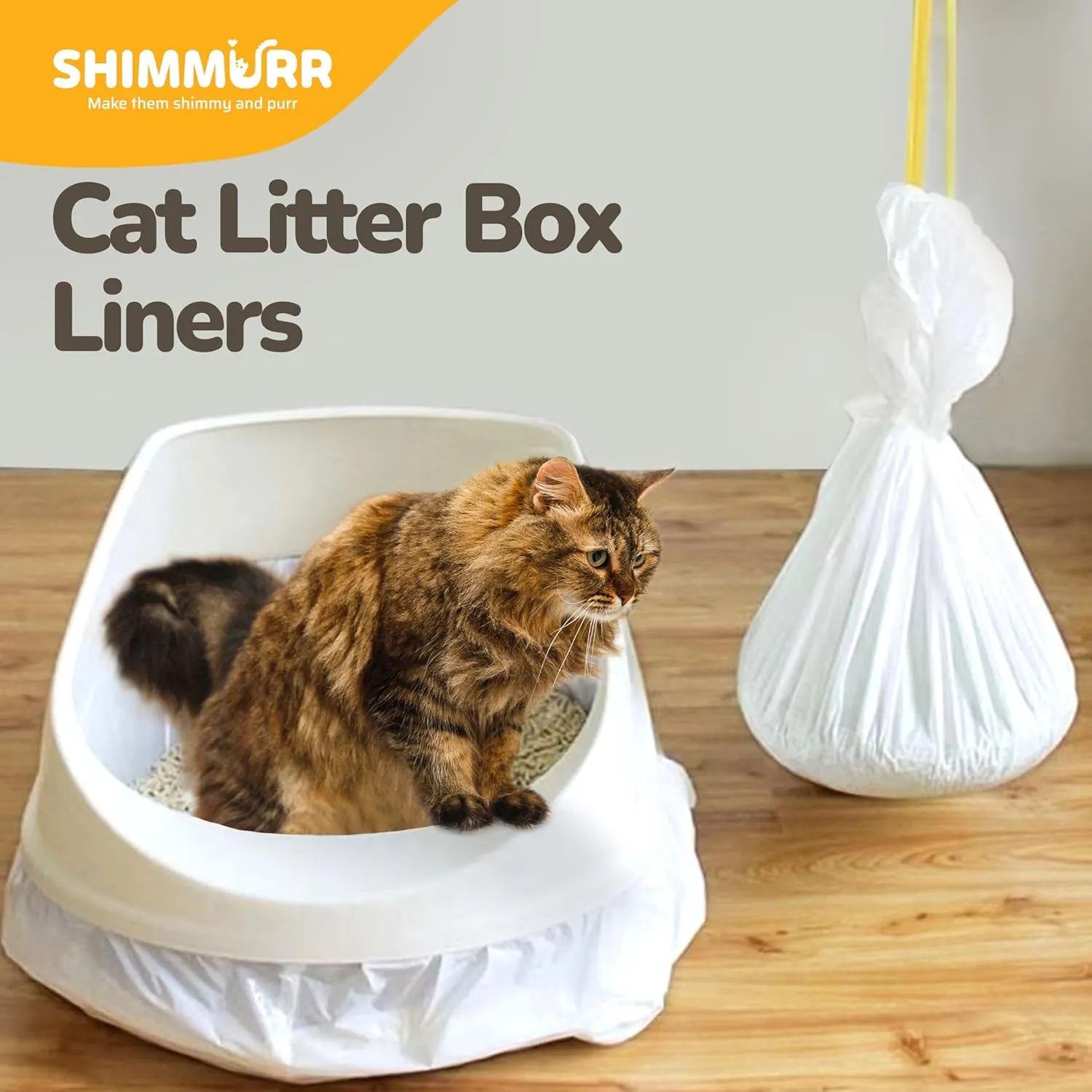Extra Jumbo Size Cat Litter Box Liners 45x18  With Drawstring, Durable, Tear-Resistant, and Waterproof for Easy Cleaning and Odor Control (15pc)