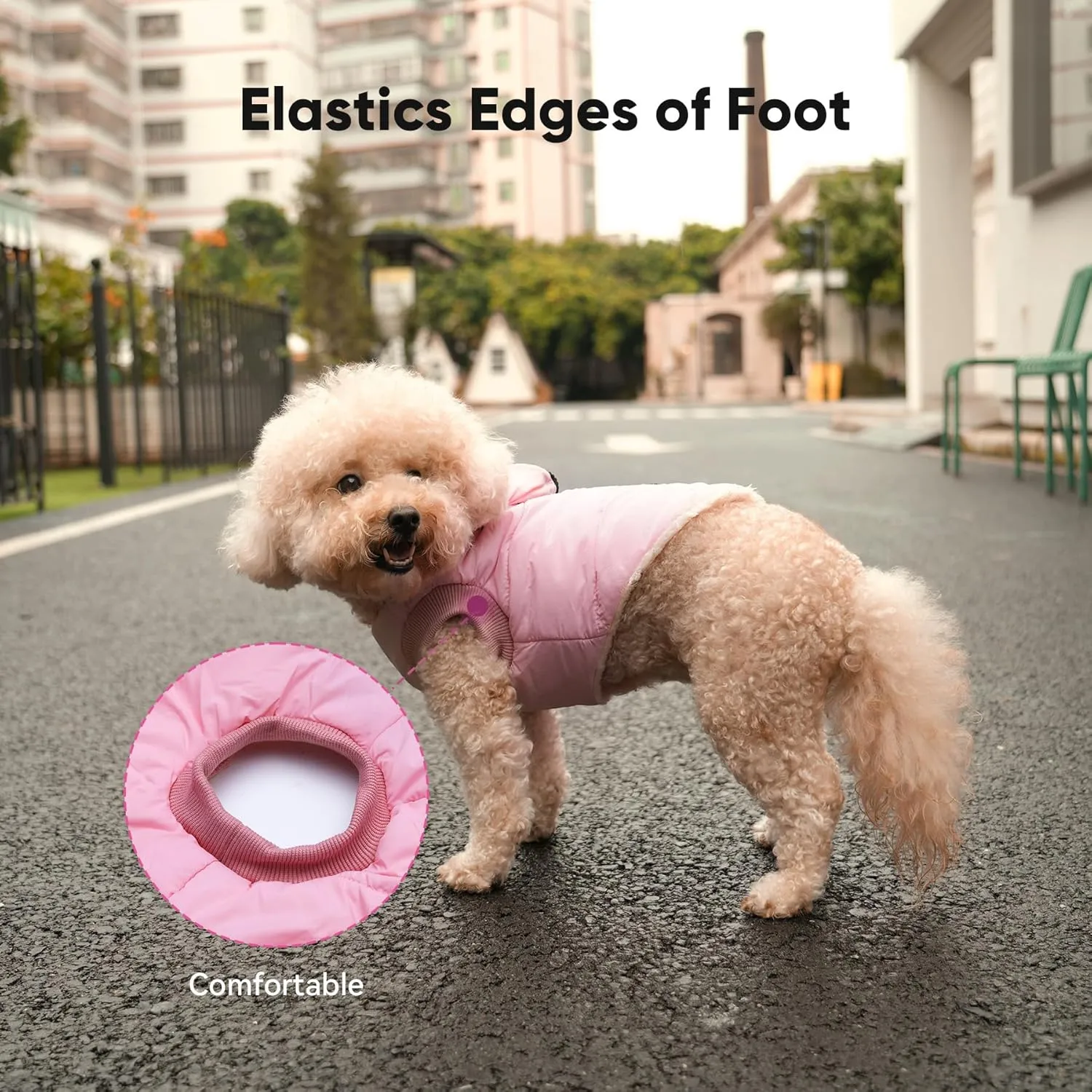 Fleece Lining Dog Hoodie with Harness Built in,Extra Warm Large Dog Jacket in Winter Doggie Coats with Hooded,Light Pink XXXL