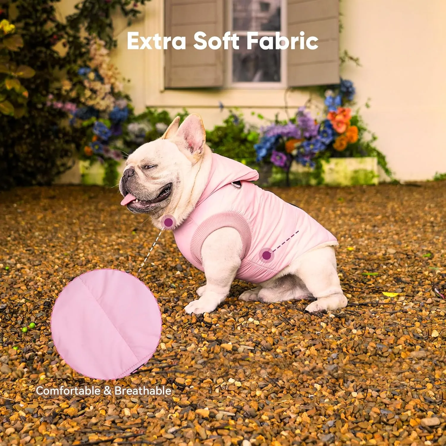Fleece Lining Dog Hoodie with Harness Built in,Extra Warm Large Dog Jacket in Winter Doggie Coats with Hooded,Light Pink XXXL