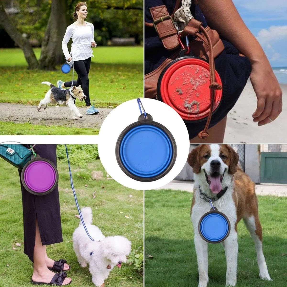 Folding Dog Bowl - Collapsible Pet Food & Water Bowl for Travels, Walks - Foldable, Expandable Bowl for Dogs & Cats