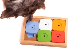 Interactive Sudoku Puzzle for Small Dogs and Cats - Advanced Brain Pet Toy - 6 Treat-Hiding Holes, Medium Wood and Plastic Design