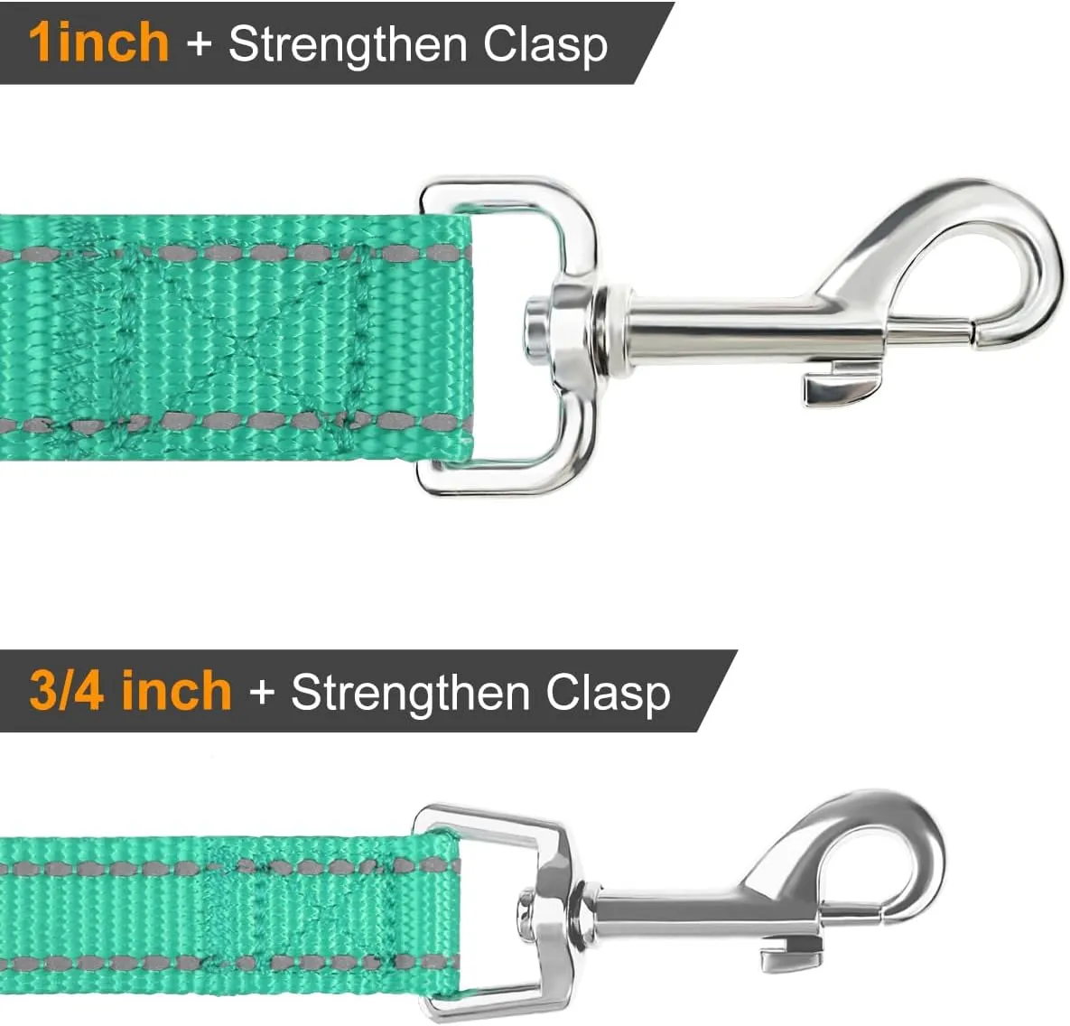 Joytale Double-Sided Reflective Dog Leash, 6 FT/5 FT/4 FT, Padded Handle Nylon Heavy Duty Leashes for Medium & Large Dogs Walking, Teal, 6FT