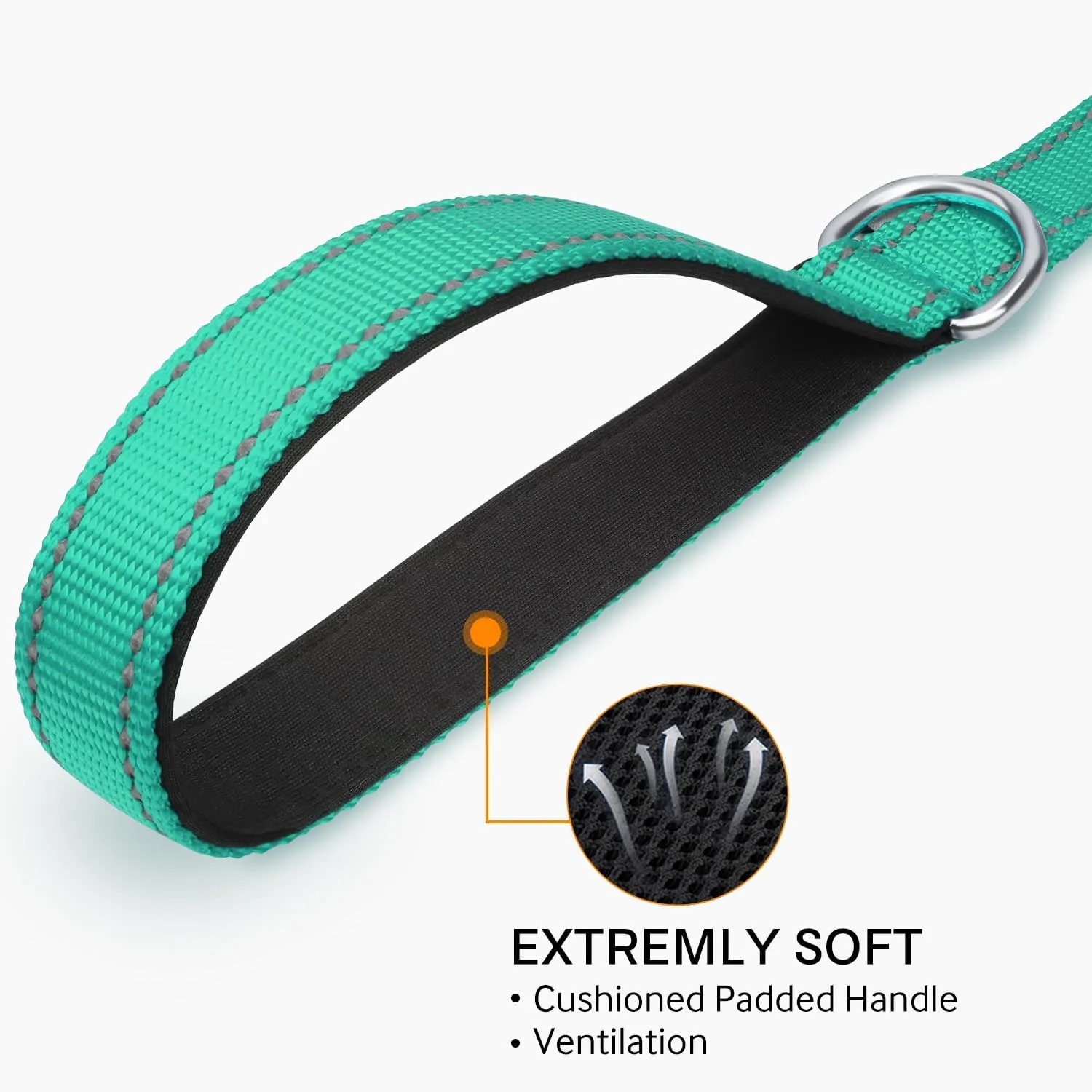 Joytale Double-Sided Reflective Dog Leash, 6 FT/5 FT/4 FT, Padded Handle Nylon Heavy Duty Leashes for Medium & Large Dogs Walking, Teal, 6FT
