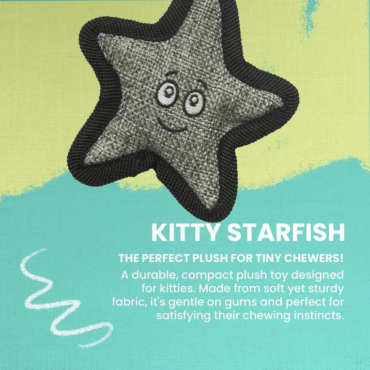Kitty Starfish Toy with Catnip  Plush Cat Toy, Made from Recycled Materials, Soft & Durable, Crinkle Sounds, Ideal for Chewing and Play