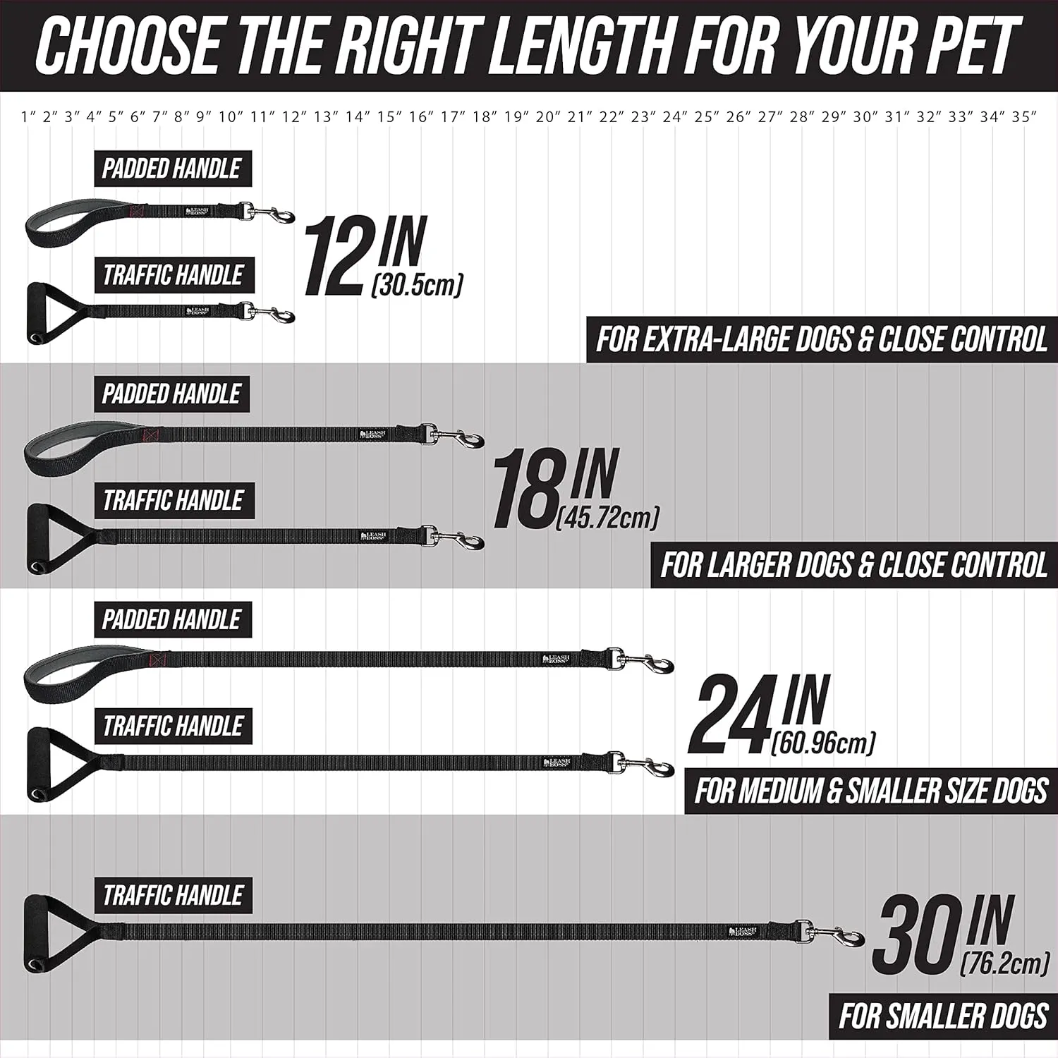 Leash Boss Short Dog Leash With Padded Traffic Handle for Training and Walking | Nylon Lead for Large, Medium, Small Dogs | Total Comfort