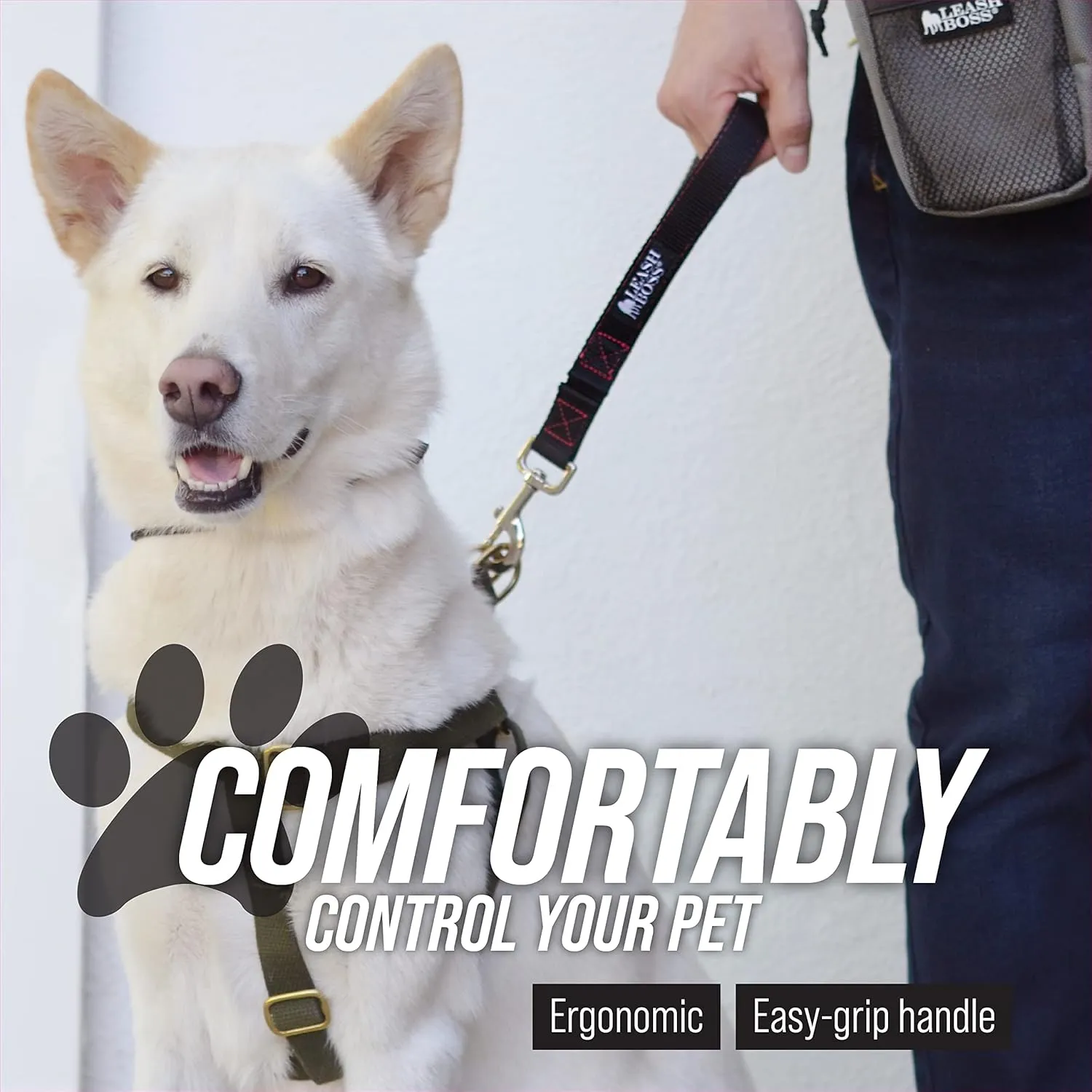 Leash Boss Short Dog Leash With Padded Traffic Handle for Training and Walking | Nylon Lead for Large, Medium, Small Dogs | Total Comfort