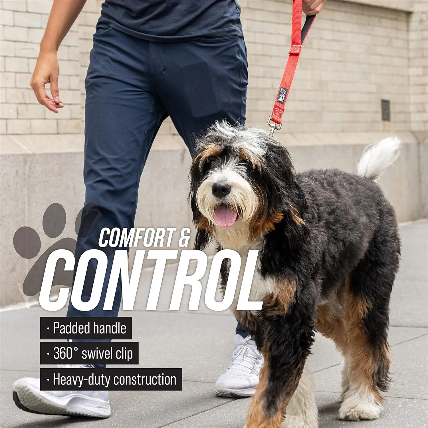 Leash Boss Short Dog Leash With Padded Traffic Handle for Training and Walking | Nylon Lead for Large, Medium, Small Dogs | Total Comfort