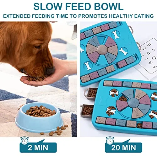 LLC21001 mypal Dog Puzzle Toy, Interactive Dog Toy, Advanced Challenge Puzzle Toy for Smart Dogs, Slow Feeder Bowl, Boredom Toy for Dogs, Dog Toy for IQ Training & Mental Enrichment (Drawer-Blue)