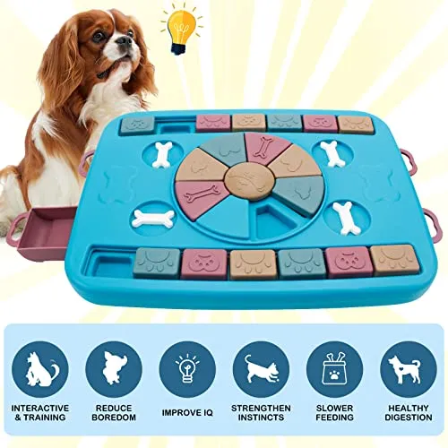 LLC21001 mypal Dog Puzzle Toy, Interactive Dog Toy, Advanced Challenge Puzzle Toy for Smart Dogs, Slow Feeder Bowl, Boredom Toy for Dogs, Dog Toy for IQ Training & Mental Enrichment (Drawer-Blue)