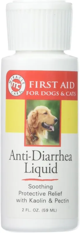 Miracle Care Anti Diarrhea Liquid, Relief for Dogs and Cats, 2 Ounce, Kaolin and Pectin Soothes Upset Stomach