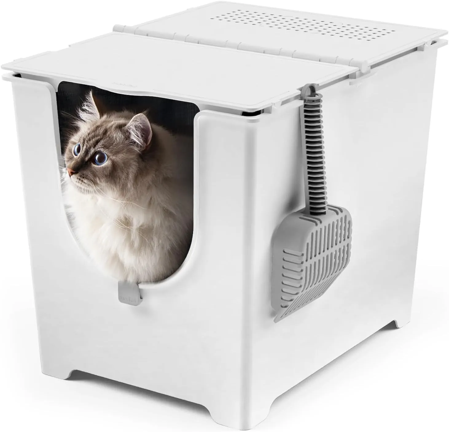 Modkat Flip Litter Box, Front-Entry, Full Height Seamless Base, Reusable Litter Liner, Sifting Litter Scoop, 2X Bamboo Charcoal Filters
