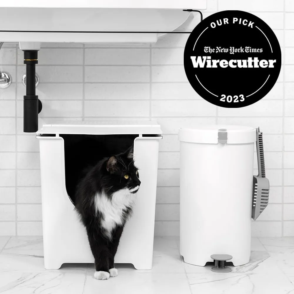 Modkat Flip Litter Box, Front-Entry, Full Height Seamless Base, Reusable Litter Liner, Sifting Litter Scoop, 2X Bamboo Charcoal Filters
