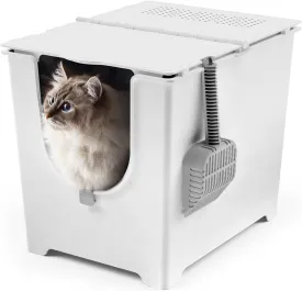 Modkat Flip Litter Box, Front-Entry, Full Height Seamless Base, Reusable Litter Liner, Sifting Litter Scoop, 2X Bamboo Charcoal Filters
