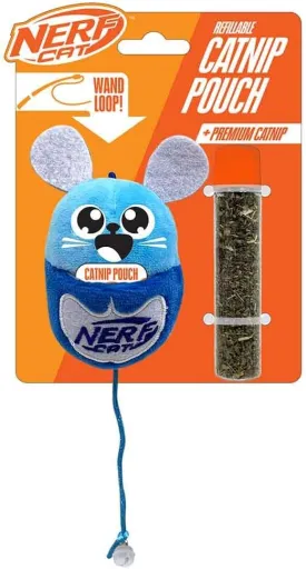 Nerf Cat 3.5in Plush Mouse with Catnip Pouch and Bell Cat Toy - Blue