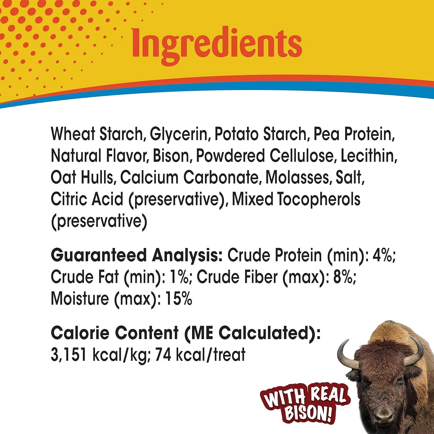 Nylabone Nubz Wild Natural Edible Chew Treats for Dogs, Made in USA, Bison Flavor, Small - Up to 25 lbs. (12 Count)